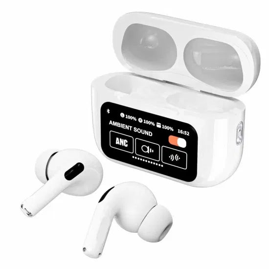 White A9 Pro ANC AirPods with Screen | Bluetooth 5.4